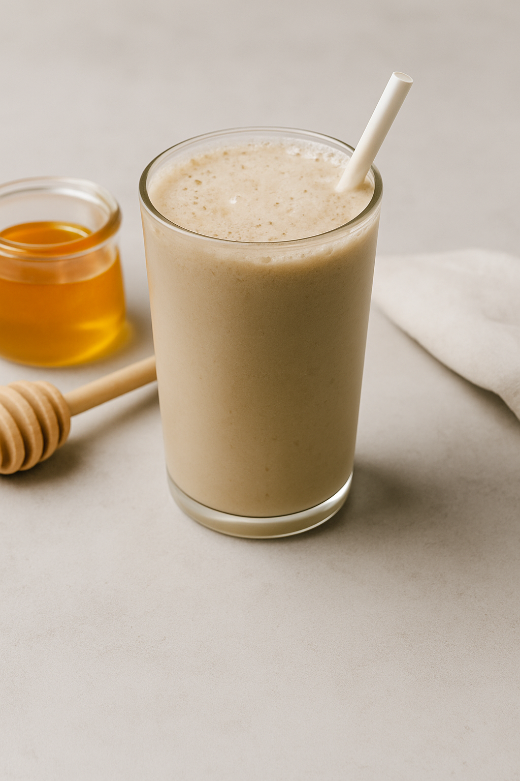 Bebida energética con miel y leche de avena