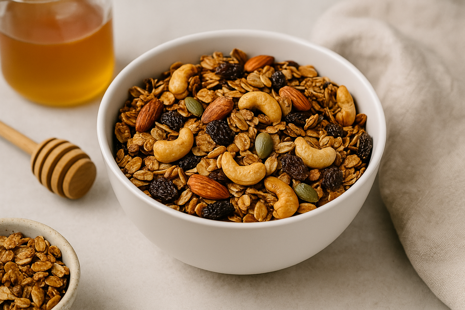 Granola casera con miel multifloral