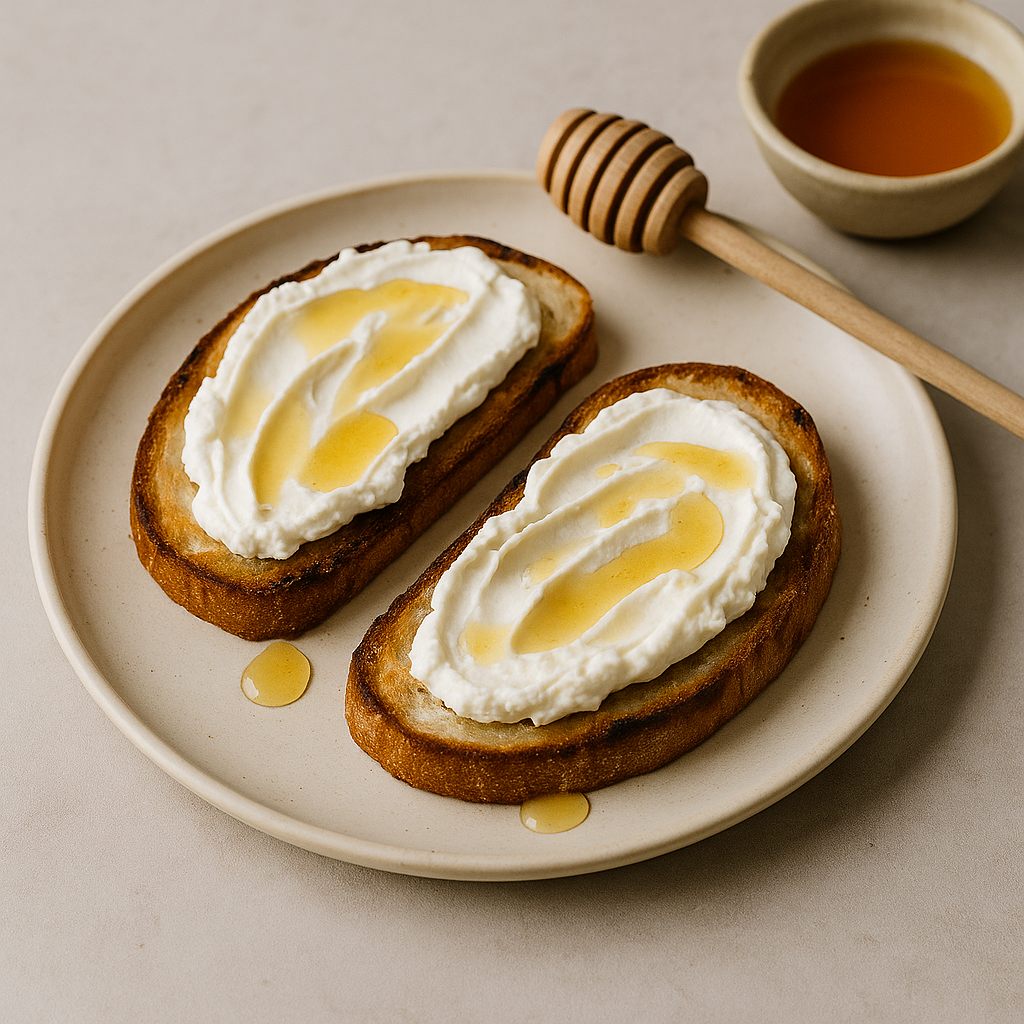 Tostadas con miel y ricotta