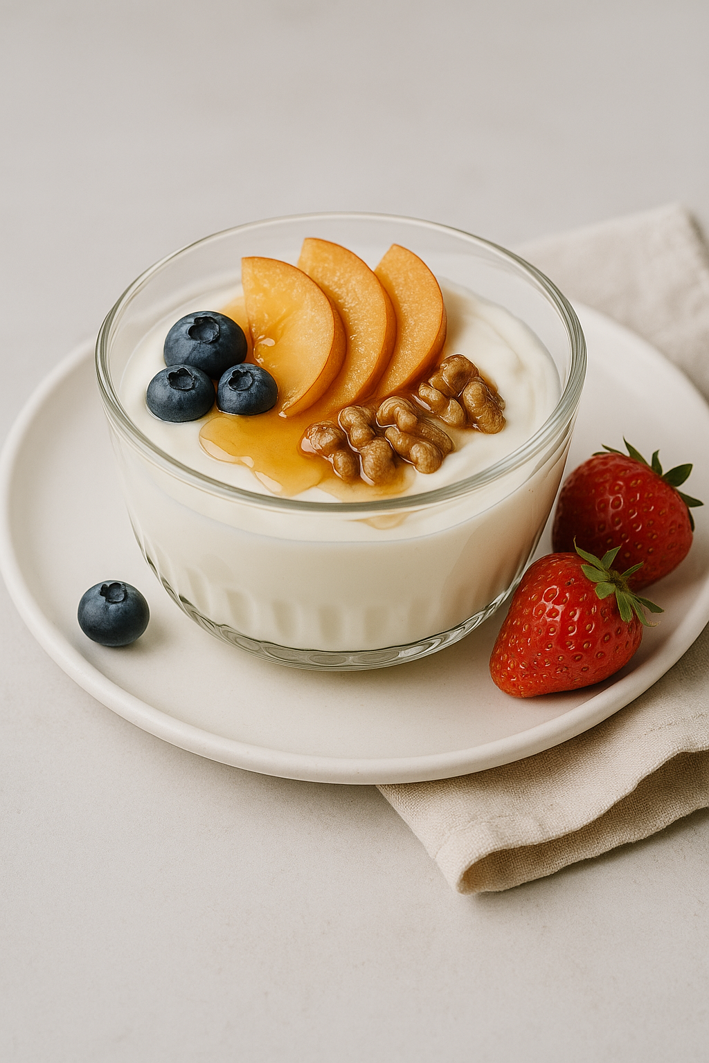 Yogur con frutas y miel de níspero